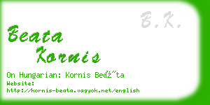 beata kornis business card